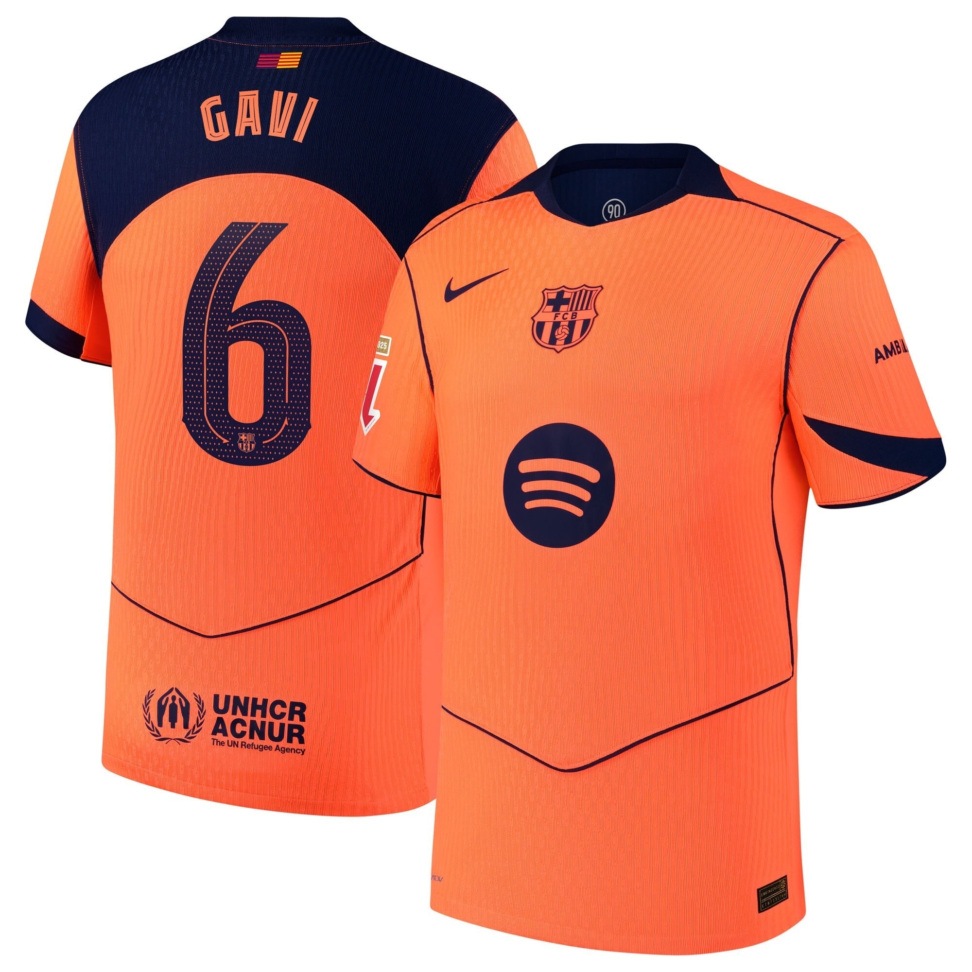 Gavi Barcelona Selfika 2025/26 Third Player Jersey - Orange