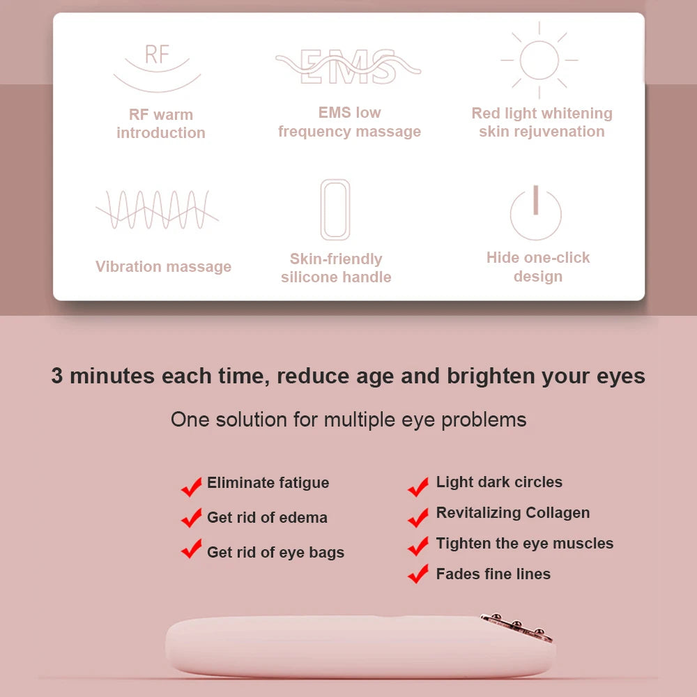 Alwafore Electric Eye Massager Pen – RF, EMS Microcurrent, Red Light, Vibration, USB Rechargeable