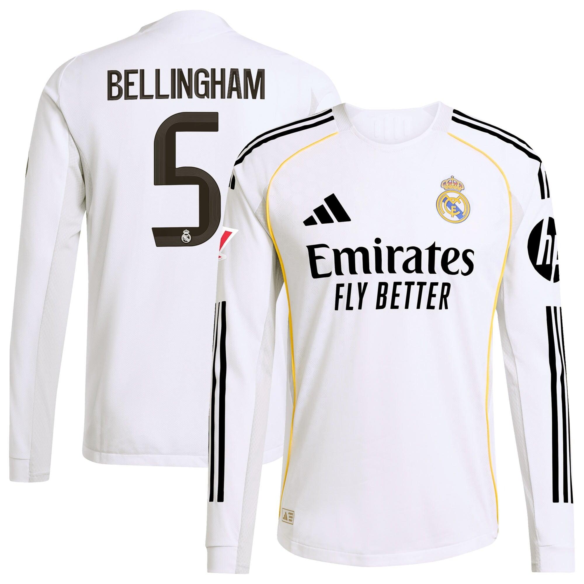 Jude Bellingham Real Madrid Selfika 2025/26 Home Long Sleeve Jersey - White