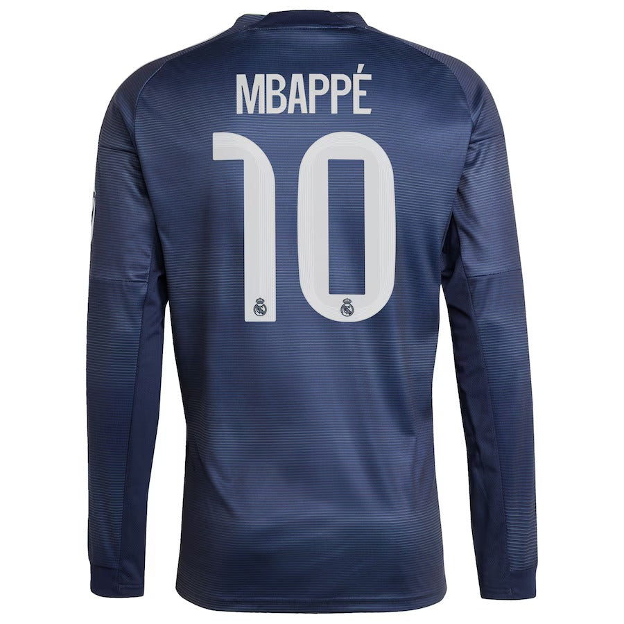 Kylian Mbappé Real Madrid Selfika Authentic 2025/26 Away Long Sleeve Player Jersey - Blue