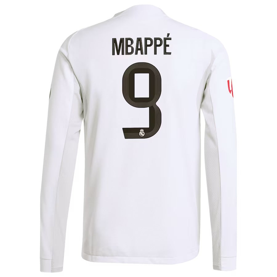Kylian Mbappé Real Madrid Selfika 2025/26 Home Long Sleeve Jersey - White