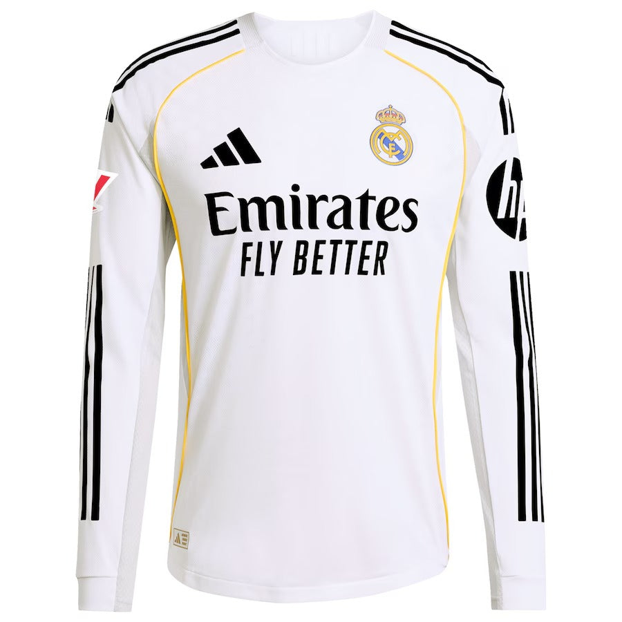 Kylian Mbappé Real Madrid Selfika 2025/26 Home Long Sleeve Jersey - White