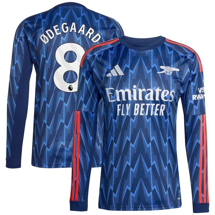Martin Ødegaard Arsenal Selfika 2025/26 Away Long Sleeve Player Jersey - Blue