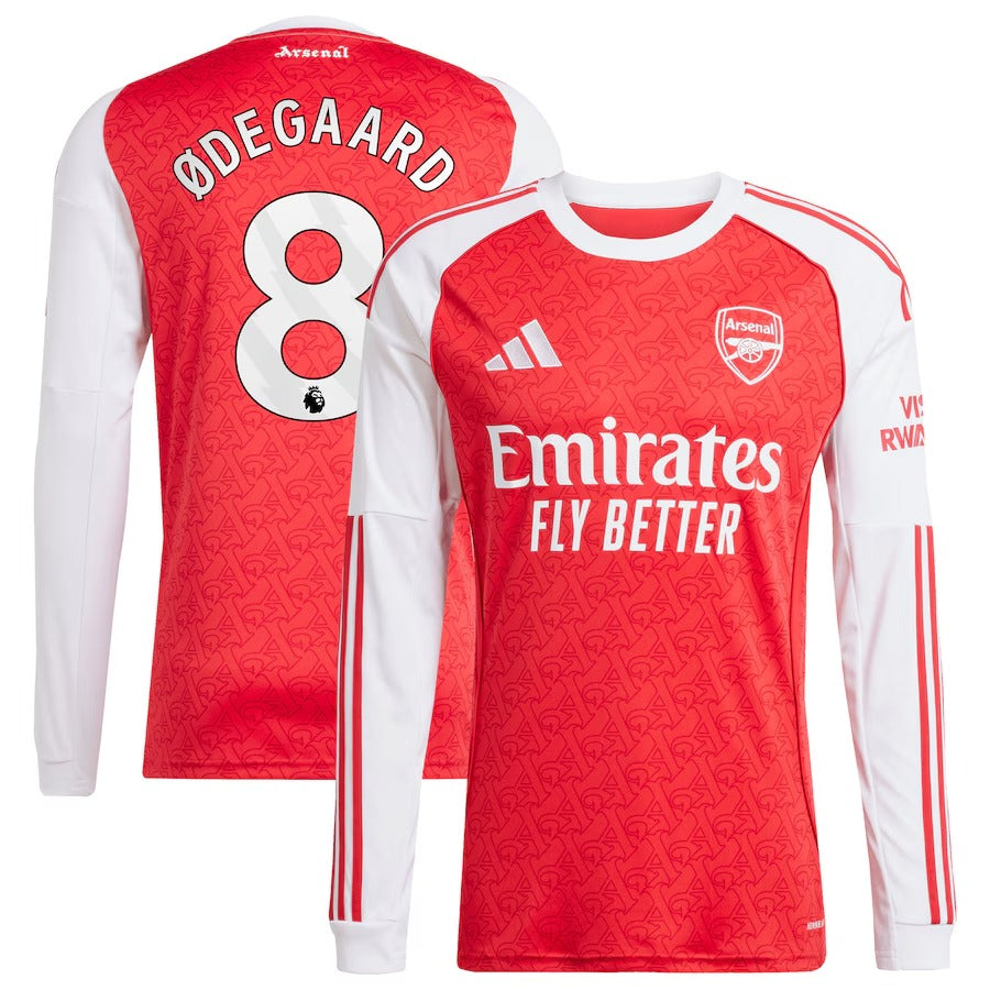 Martin Ødegaard Arsenal Selfika 2025/26 Home Long Sleeve Player Jersey - Red