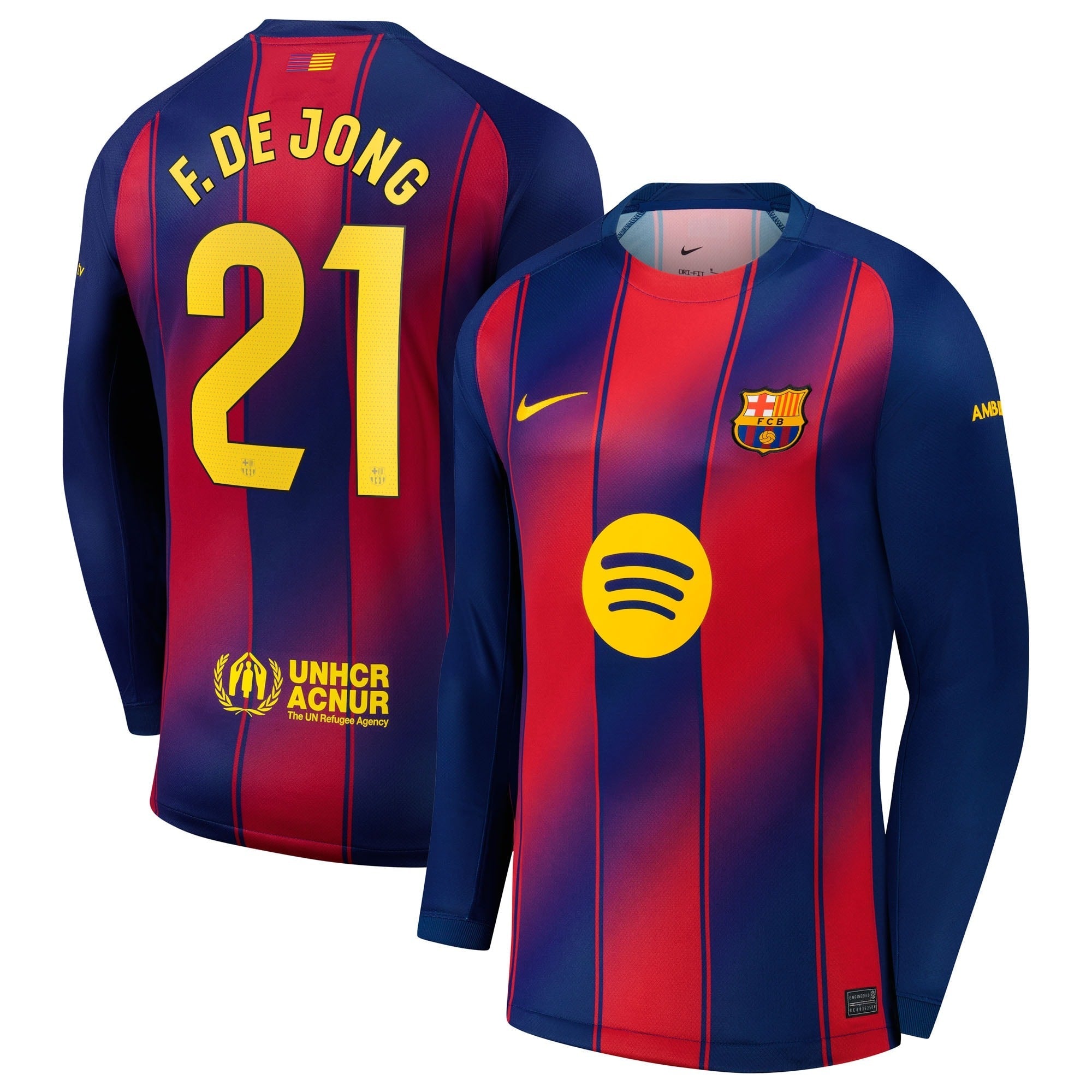 Selfika Frenkie de Jong Barcelona 2025/26 Home Long Sleeve Jersey - Navy