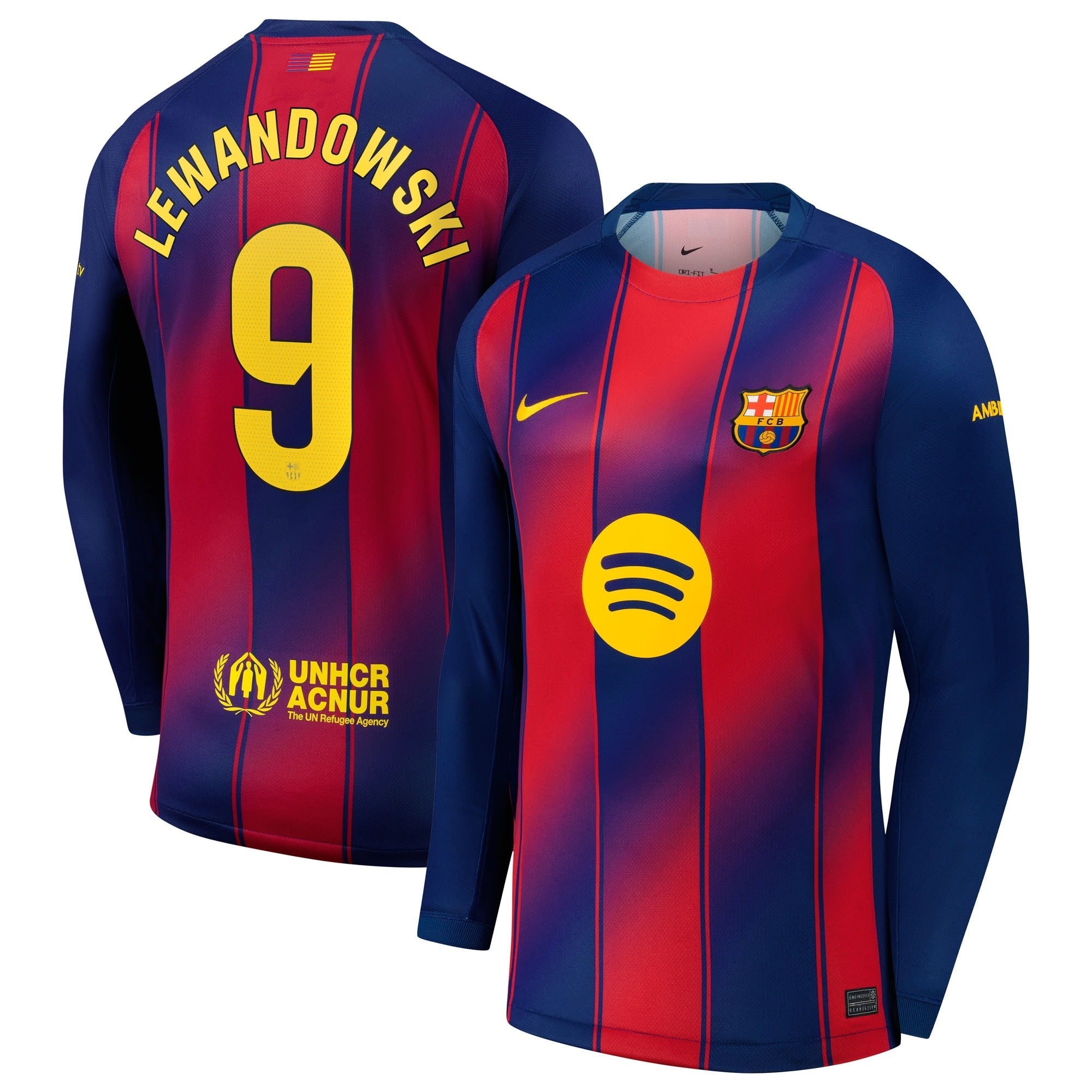 Selfika Robert Lewandowski Barcelona 2025/26 Home Long Sleeve Jersey - Navy