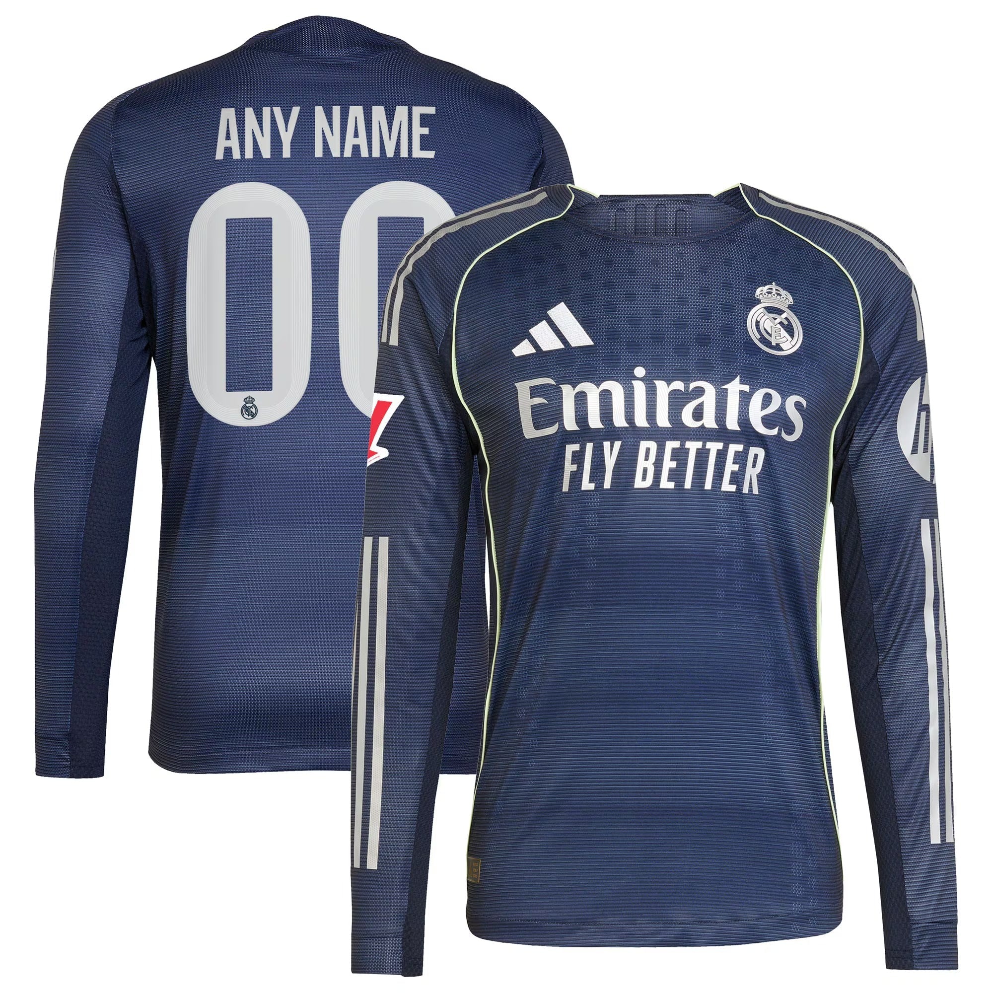 Real Madrid Selfika 2025/26 Away Long Sleeve Custom Jersey - Blue