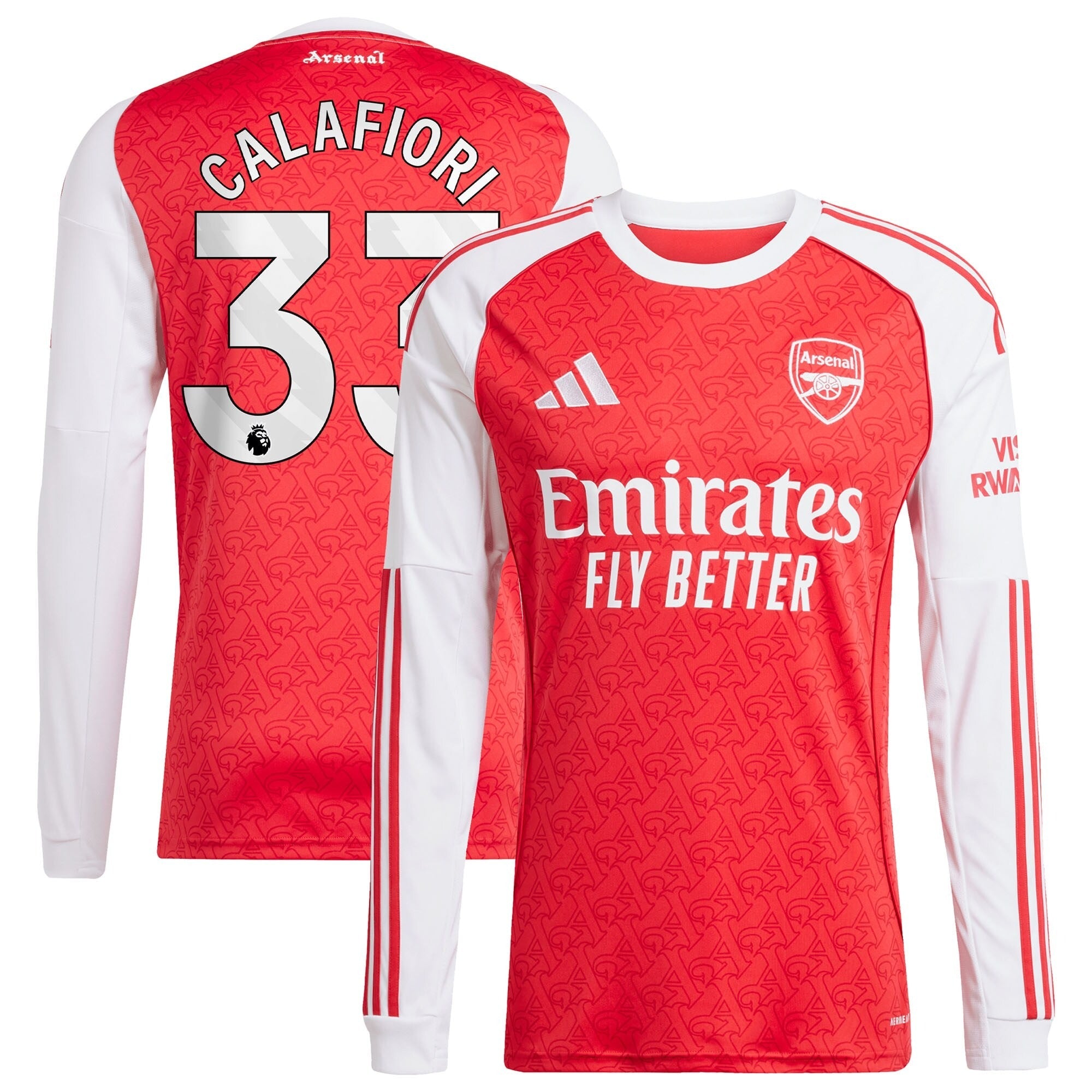 Riccardo Calafiori Arsenal Selfika 2025/26 Home Long Sleeve Player Jersey - Red