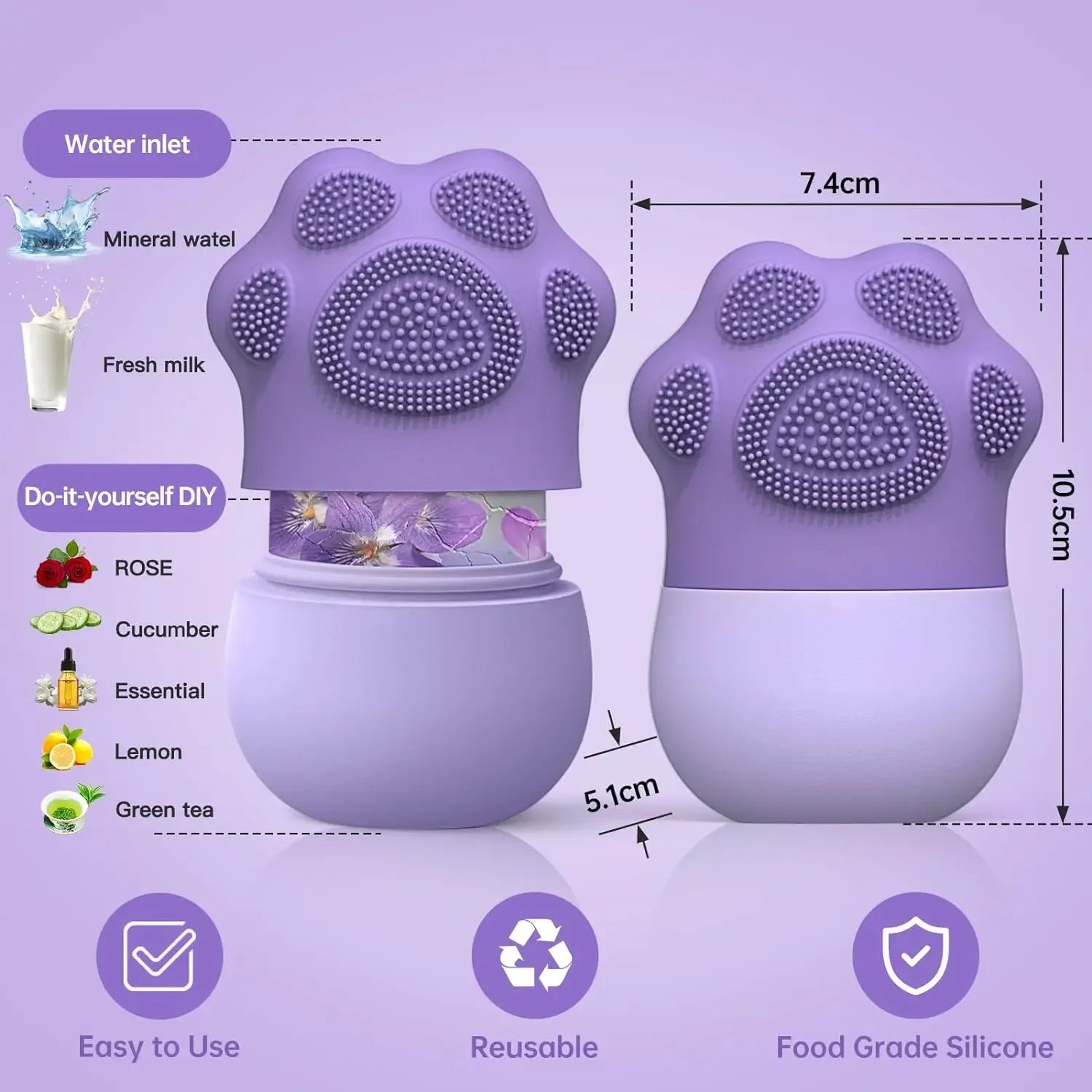 QWC Silicone 2-in-1 Ice Roller & Face Brush – Reduce Eye Puffiness, Skin Tightening Appearance Tool