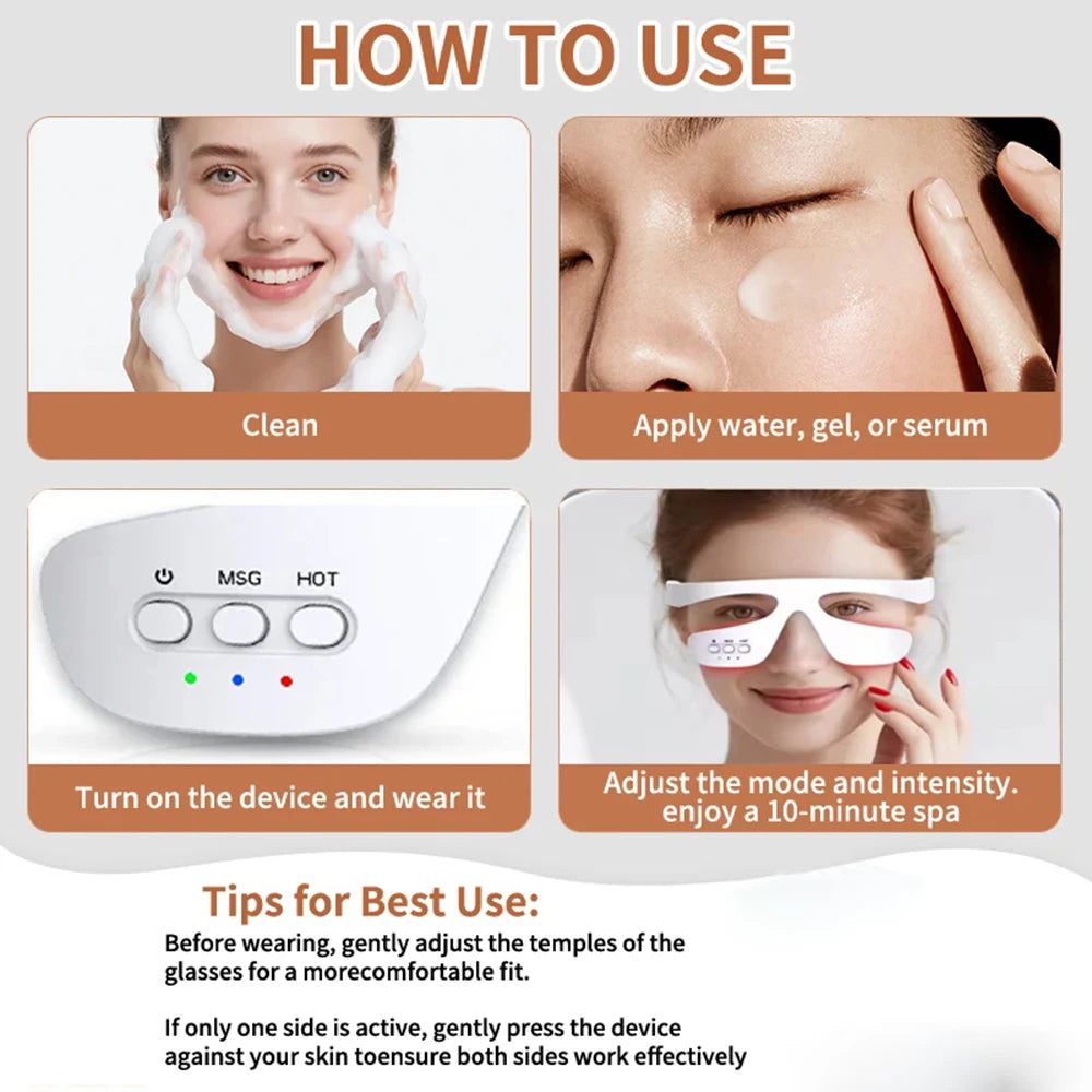 vilnason 3D Visual Eye Massager – Red Light, EMS Micro-Current, Heat for Dark Circle Appearance and Relaxation