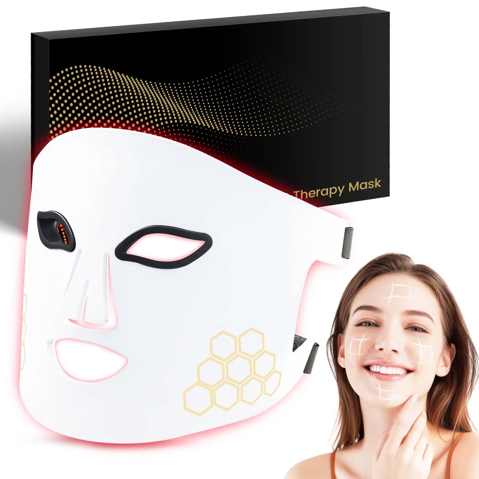 hello face Portable LED Light Therapy Mask – Red, IR, Blue, Acne Appearance, Skin Rejuvenation Home Use