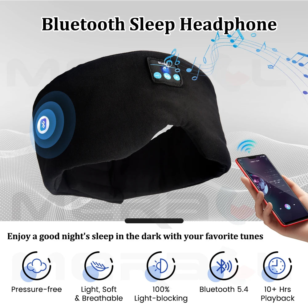 MERALL Bluetooth Sleep Mask Headphones – Wireless Music Eye Mask, Light Blocking, Travel Sleep Aid
