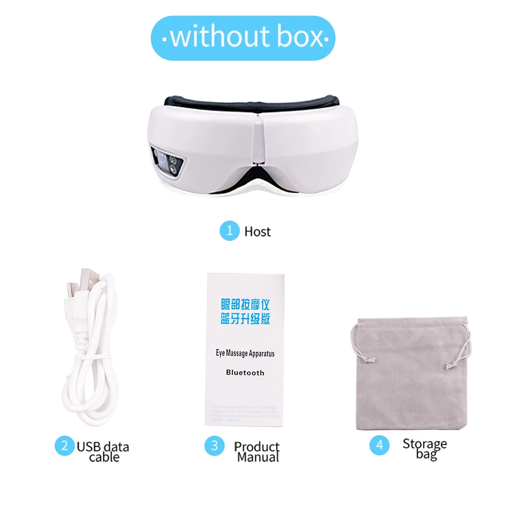 Raiuleko Smart Airbag Compression Eye Massager – Portable Vibration and Heat Relaxation Device with Bluetooth Music