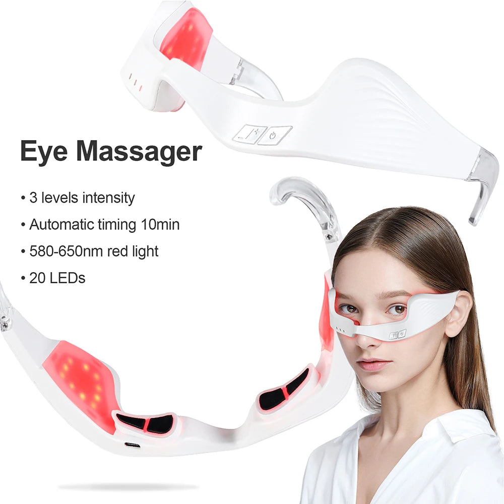 foreverlily Electric Eye Massager Glasses – EMS Microcurrent, Red Light, Warmth, Fatigue Relief