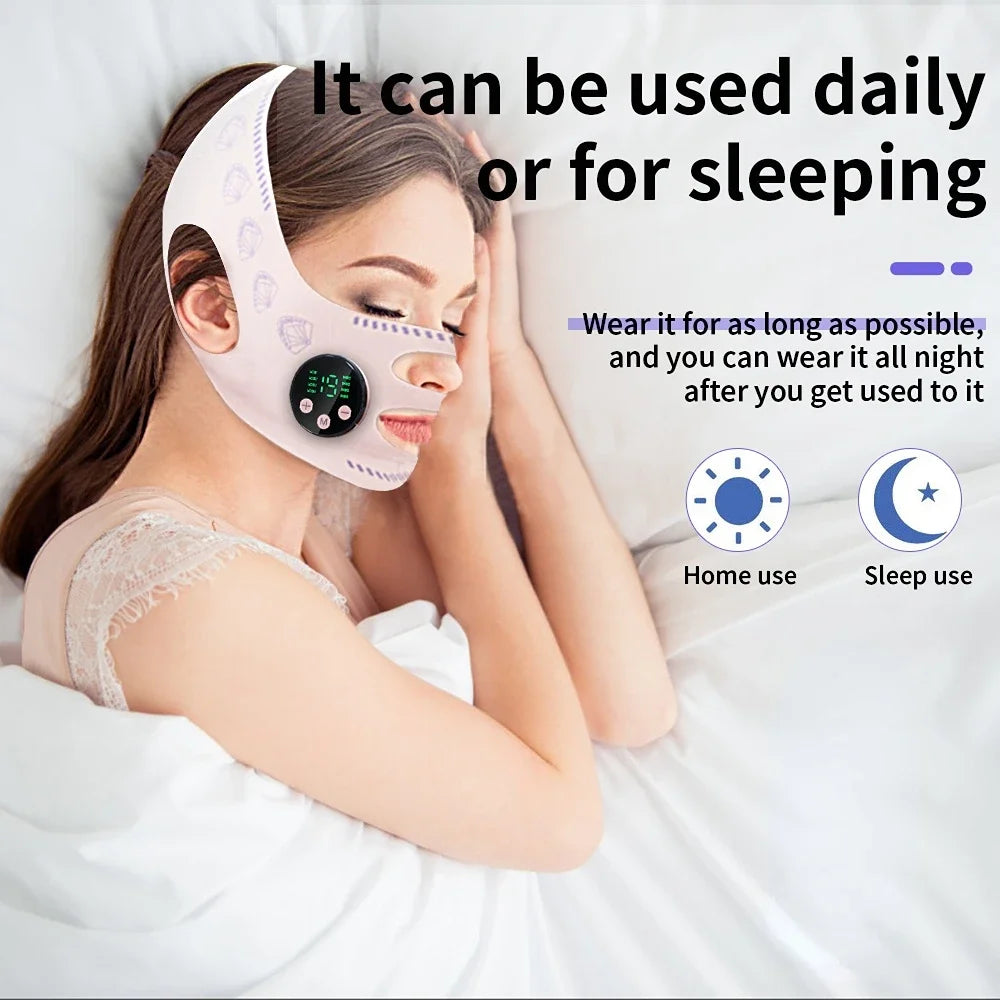 BINZIM EMS Facial Slimming Strap & Lifting Mask – Reduce Double Chin Appearance, USB Rechargeable