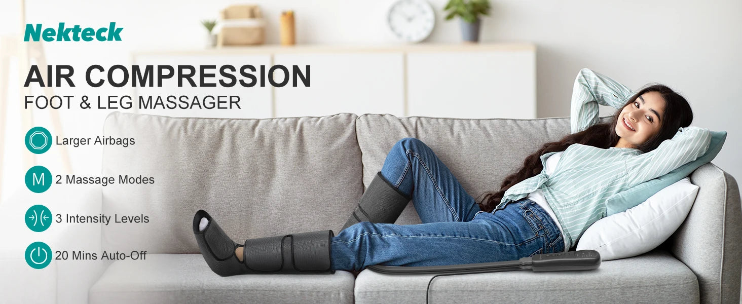 Selfika Air Compression Leg Massager with Adjustable Calf Wraps & Handheld Controller
