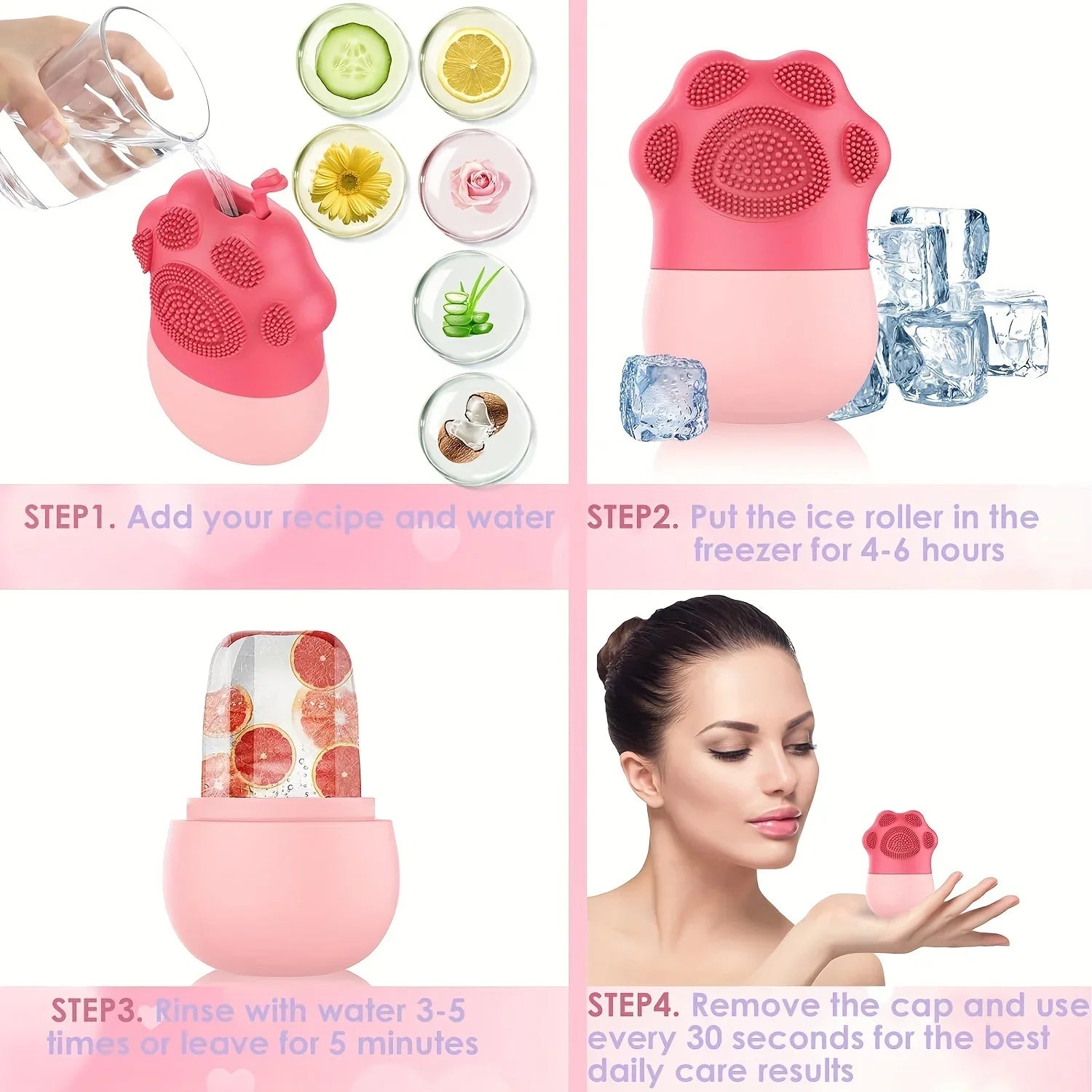 QWC Silicone 2-in-1 Ice Roller & Face Brush – Reduce Eye Puffiness, Skin Tightening Appearance Tool