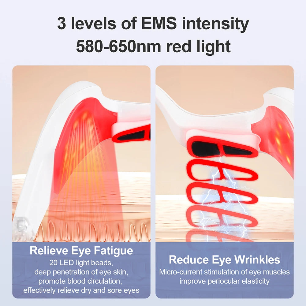 foreverlily Electric Eye Massager Glasses – EMS Microcurrent, Red Light, Warmth, Fatigue Relief