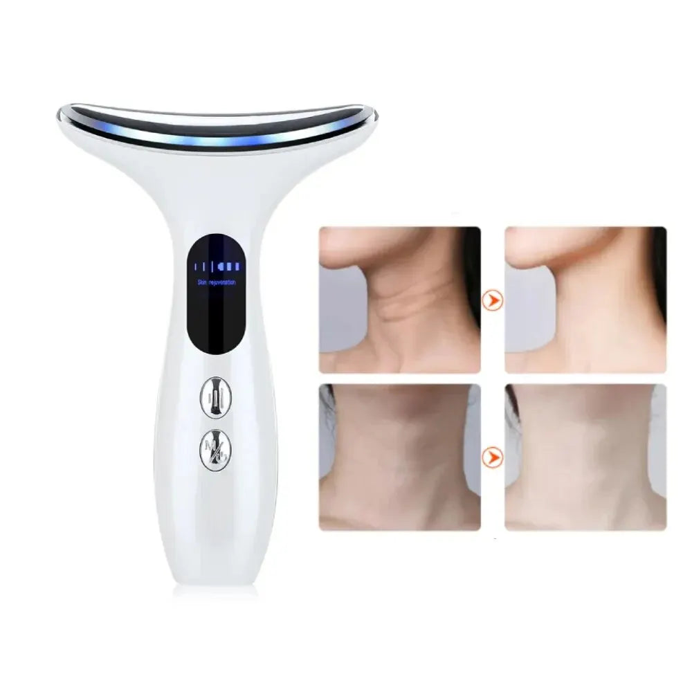 miqmi EMS Microcurrent Neck & Chin Lifting Device – LED Light, Vibration, Anti-Wrinkle Appearance
