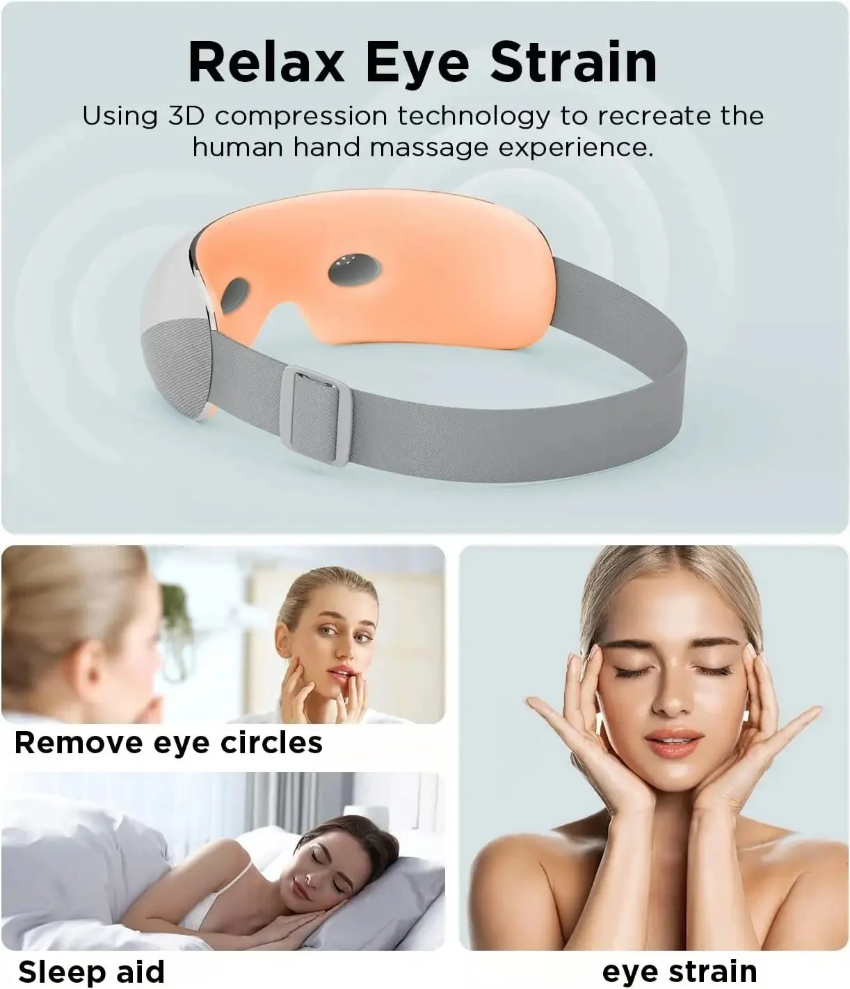 VIMYSHOW Portable Visible Eye Massager – Airbag Kneading, Hot Compress, Bluetooth Music Relaxation Sleep Mask