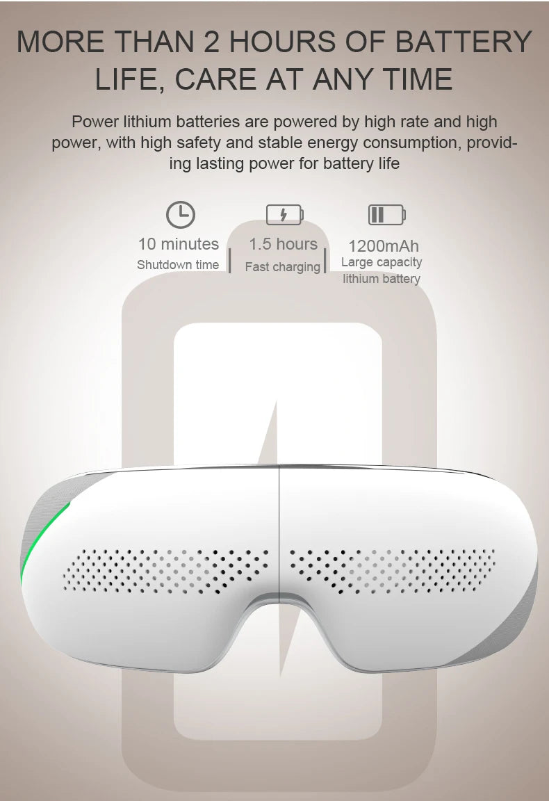 VIMYSHOW Portable Visible Eye Massager – Airbag Kneading, Hot Compress, Bluetooth Music Relaxation Sleep Mask