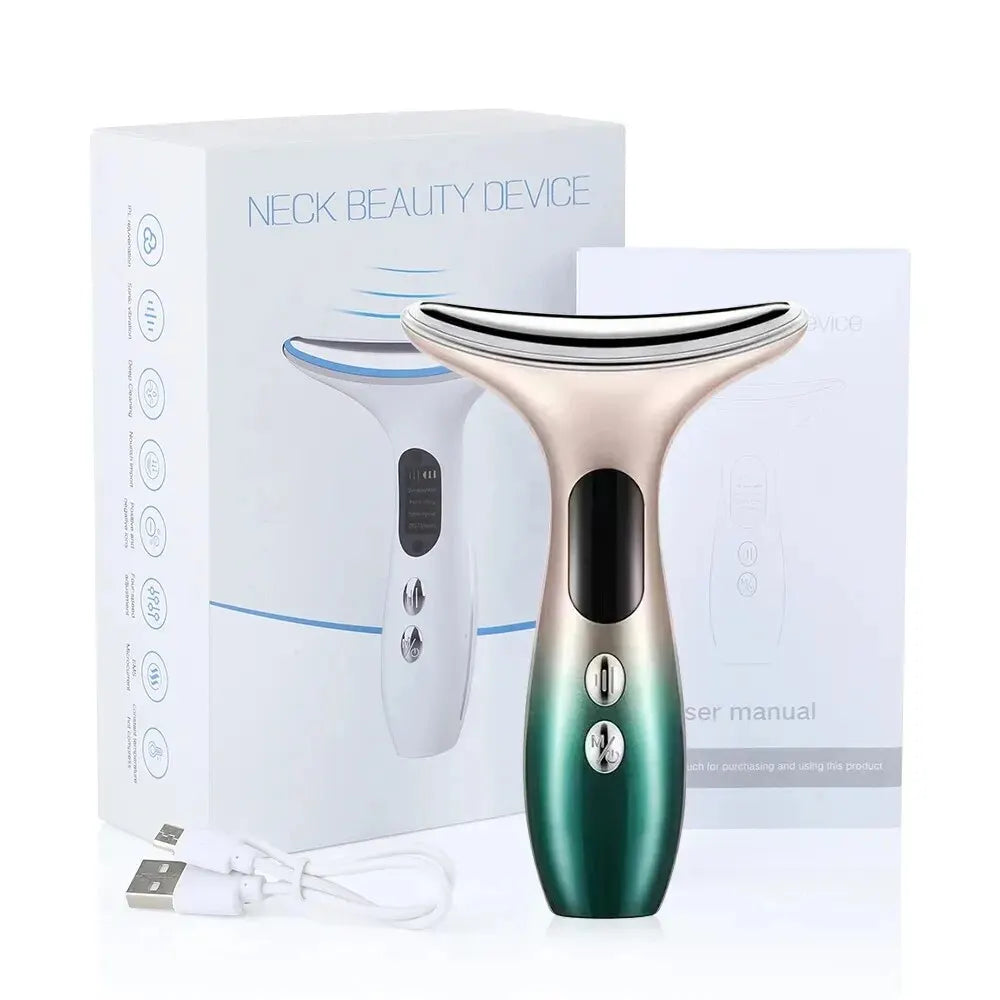 miqmi EMS Microcurrent Neck & Chin Lifting Device – LED Light, Vibration, Anti-Wrinkle Appearance