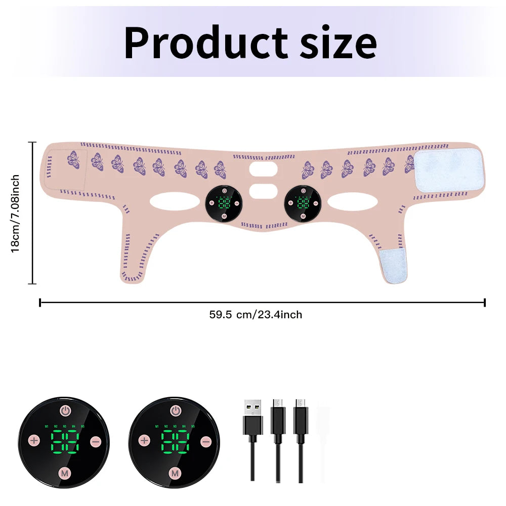 BINZIM EMS Facial Slimming Strap & Lifting Mask – Reduce Double Chin Appearance, USB Rechargeable