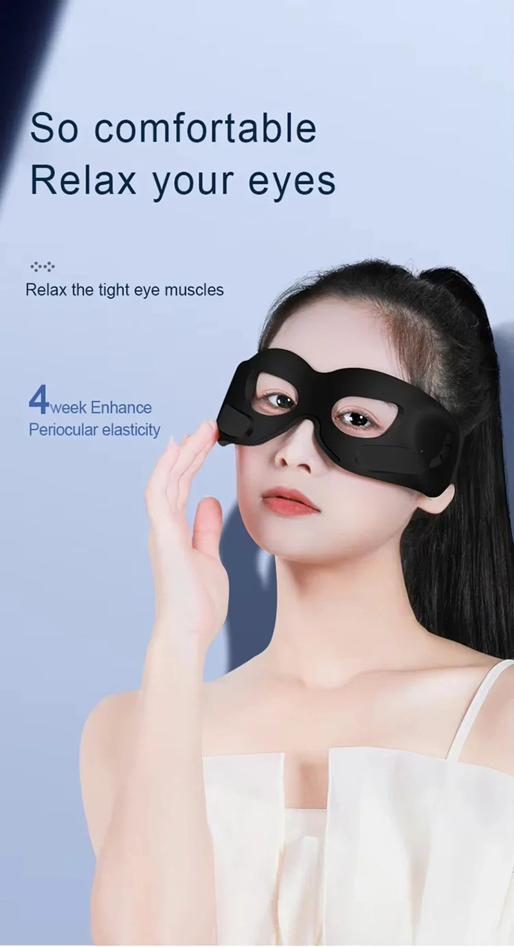 DH Beauty Wearable EMS Eye Massager Mask – Heated, Anti-Wrinkle Appearance, Dark Circle & Puffiness Relief