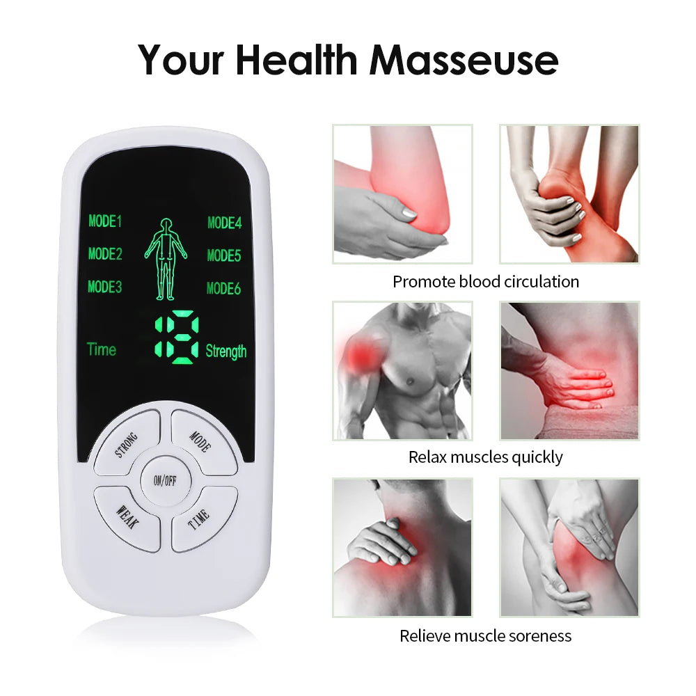 Hailicare TENS EMS Electric Muscle Stimulator – Digital Pulse Massager, 6 Modes, Back Neck Shoulder Relief
