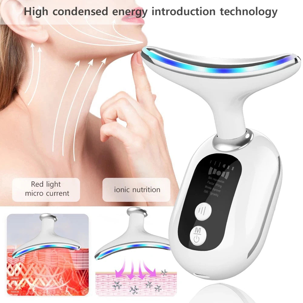 peicon EMS Microcurrent Neck & Face Lifting Massager – Red Light, Heat, Anti-Aging Appearance Device