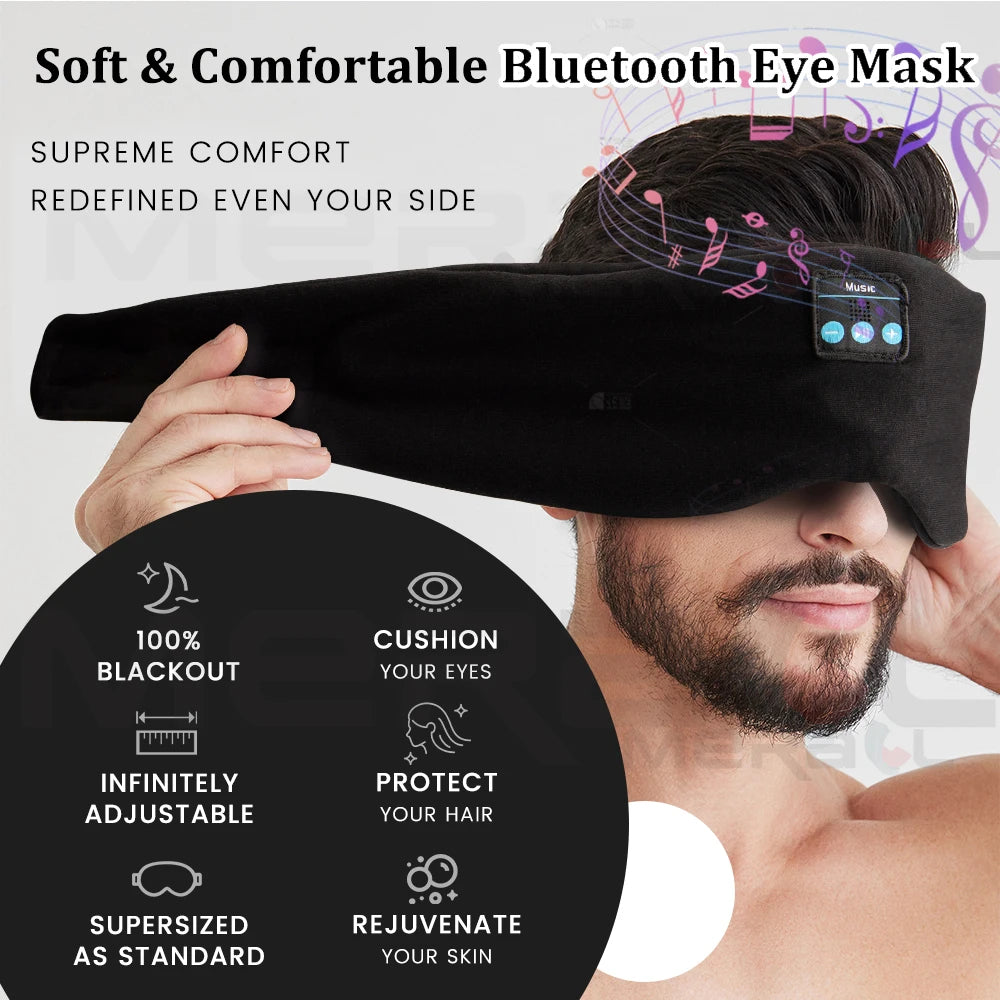 MERALL Bluetooth Sleep Mask Headphones – Wireless Music Eye Mask, Light Blocking, Travel Sleep Aid