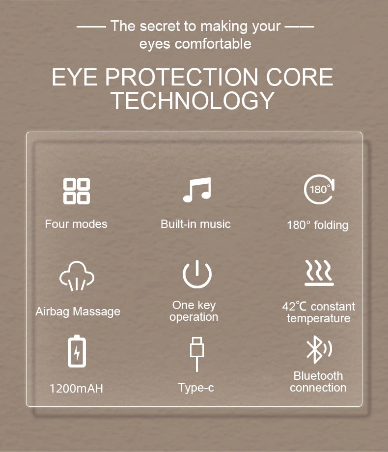 VIMYSHOW Portable Visible Eye Massager – Airbag Kneading, Hot Compress, Bluetooth Music Relaxation Sleep Mask
