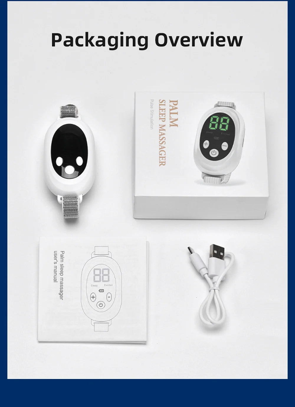 Generic Microcurrent/EMS Sleep Aid Device – Palm Pulse Massager, Handheld Relaxation Helper