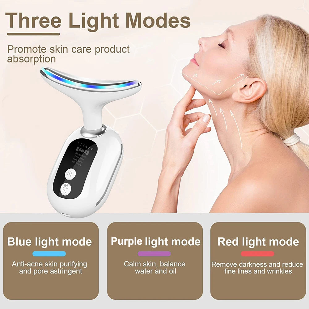 peicon EMS Microcurrent Neck & Face Lifting Massager – Red Light, Heat, Anti-Aging Appearance Device