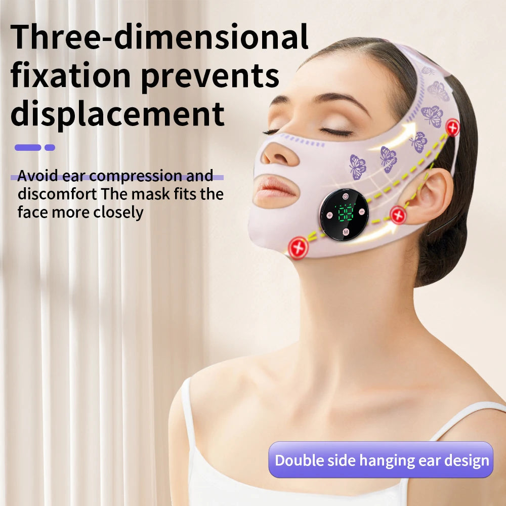 BINZIM EMS Facial Slimming Strap & Lifting Mask – Reduce Double Chin Appearance, USB Rechargeable