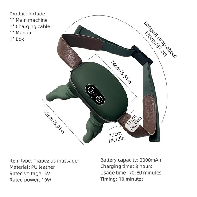 Selfika Wireless Finger-Simulated Neck and Shoulder Massager with Brushless Motor & Heat