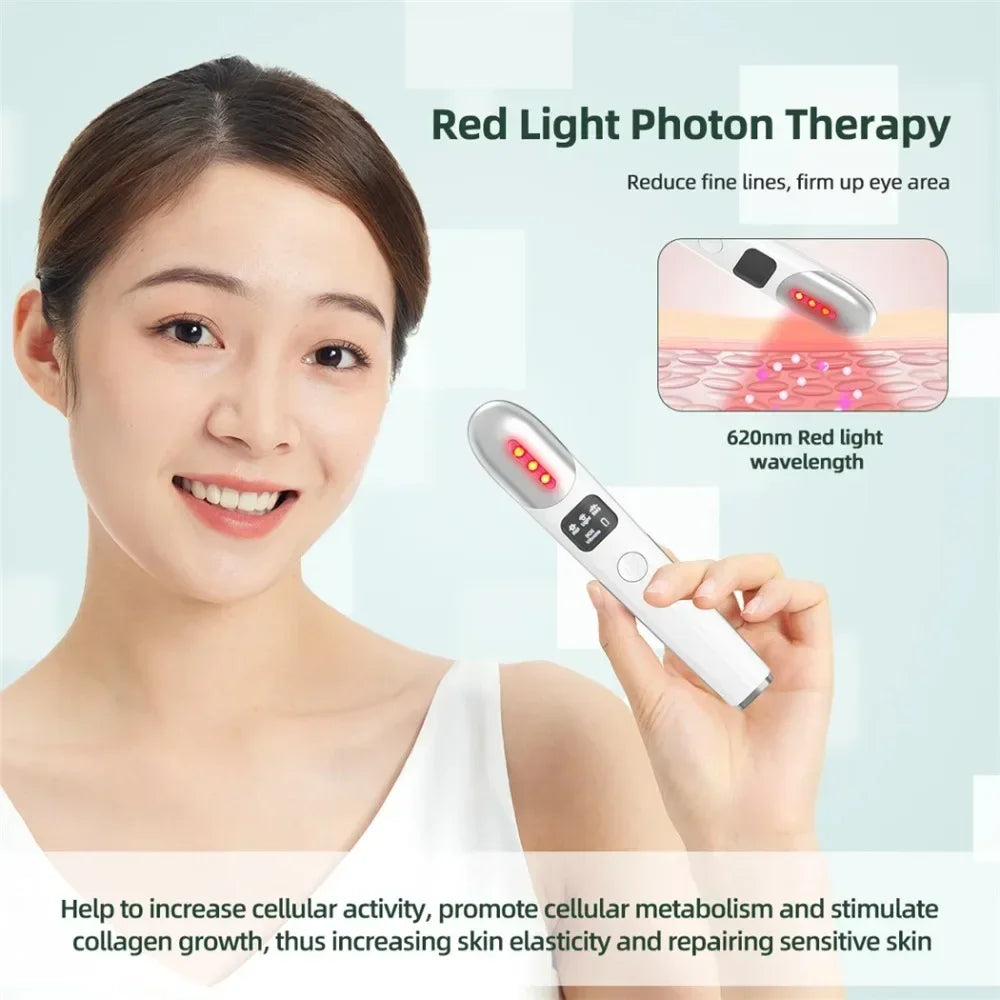 miitina EMS Microcurrent Facial Wand – Red Light, Heat, Vibration, Anti-Wrinkle Appearance, USB Rechargeable
