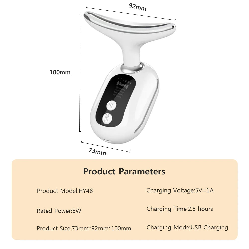 peicon EMS Microcurrent Neck & Face Lifting Massager – Red Light, Heat, Anti-Aging Appearance Device