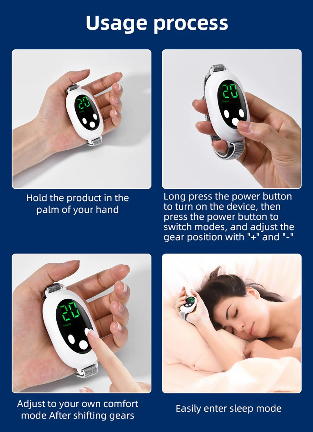 Generic Microcurrent/EMS Sleep Aid Device – Palm Pulse Massager, Handheld Relaxation Helper