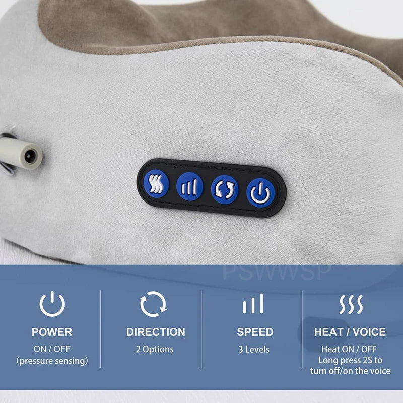 Selfika U-Shaped Memory Foam Electric Neck Massager with Deep-Tissue Kneading & Heat