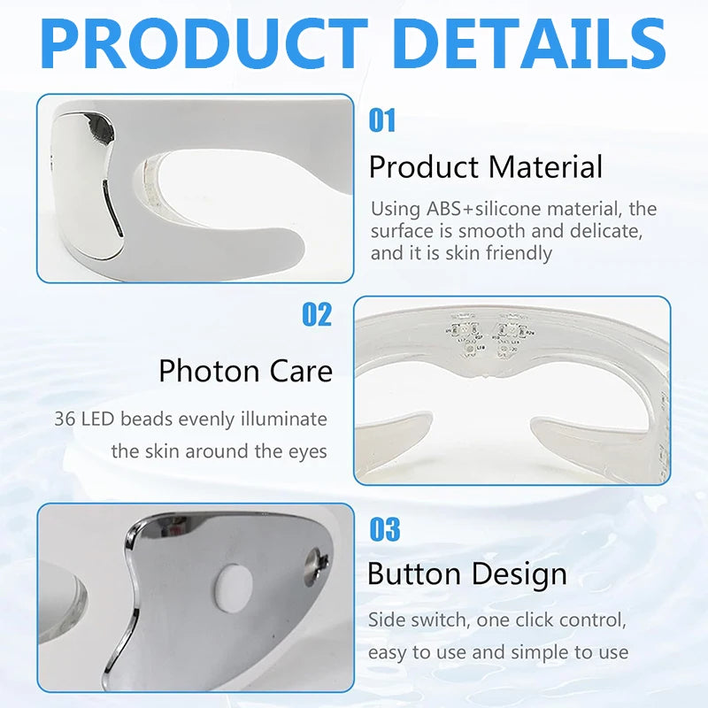 KEMOKO Electric Eye Massager Glasses – LED Light, Vibration, Fatigue Relief, Dark Circle Appearance