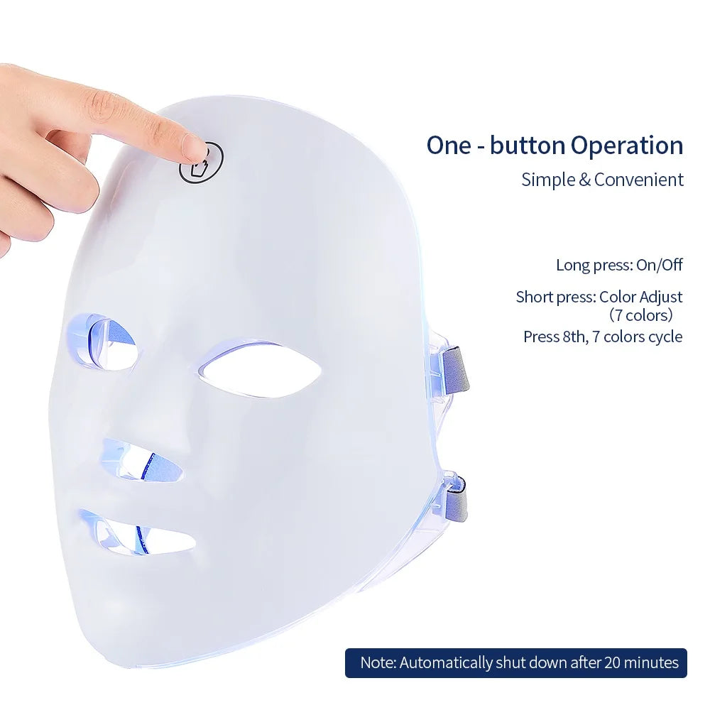 foreverlily 7-Color LED Light Therapy Mask – Facial & Neck Skin Care Massager (Electric)