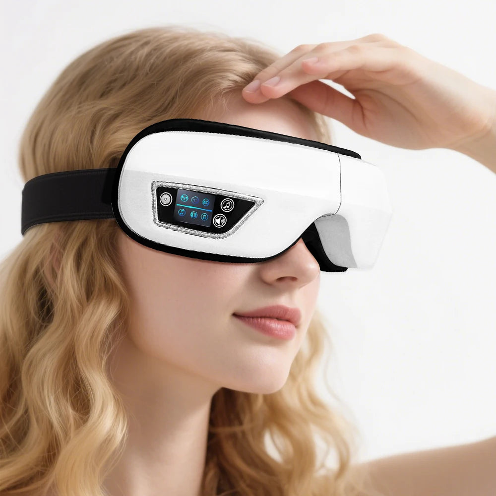 Raiuleko Smart Airbag Compression Eye Massager – Portable Vibration and Heat Relaxation Device with Bluetooth Music