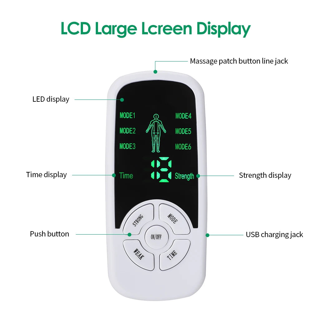 Hailicare TENS EMS Electric Muscle Stimulator – Digital Pulse Massager, 6 Modes, Back Neck Shoulder Relief