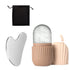 SUOJI 3-Piece Facial Massage Tool Set – Stainless Steel Gua Sha, Ice Roller, & Flannel Bag
