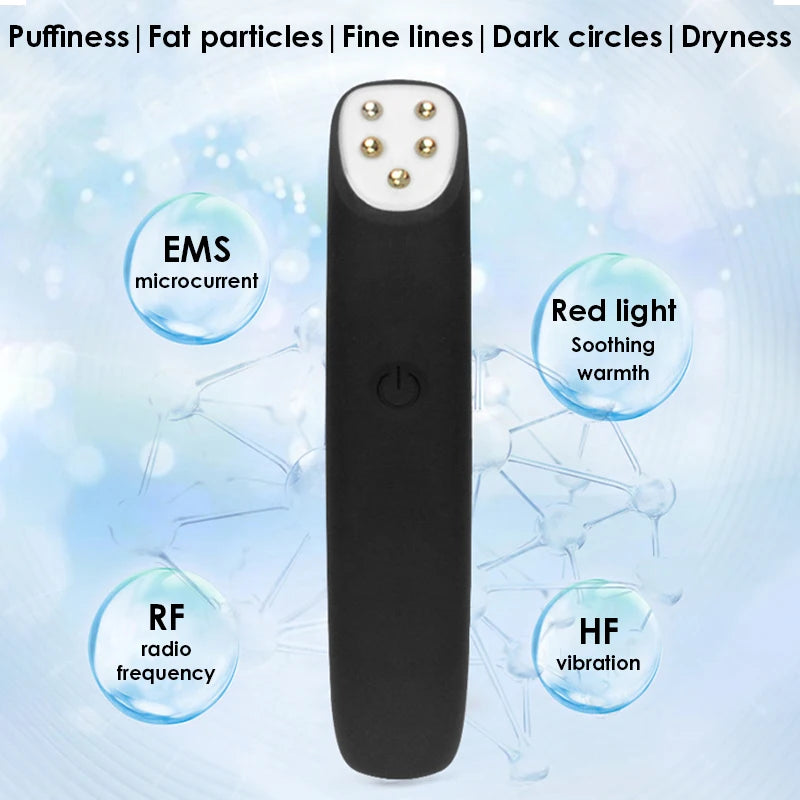 miitina Electric RF EMS Eye Massager Pen – Red Light, Vibration, USB Rechargeable Anti-Wrinkle Appearance