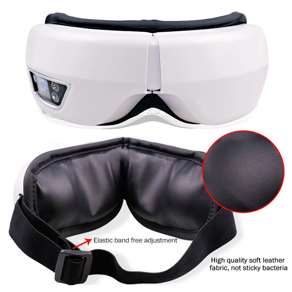 Raiuleko Smart Airbag Compression Eye Massager – Portable Vibration and Heat Relaxation Device with Bluetooth Music