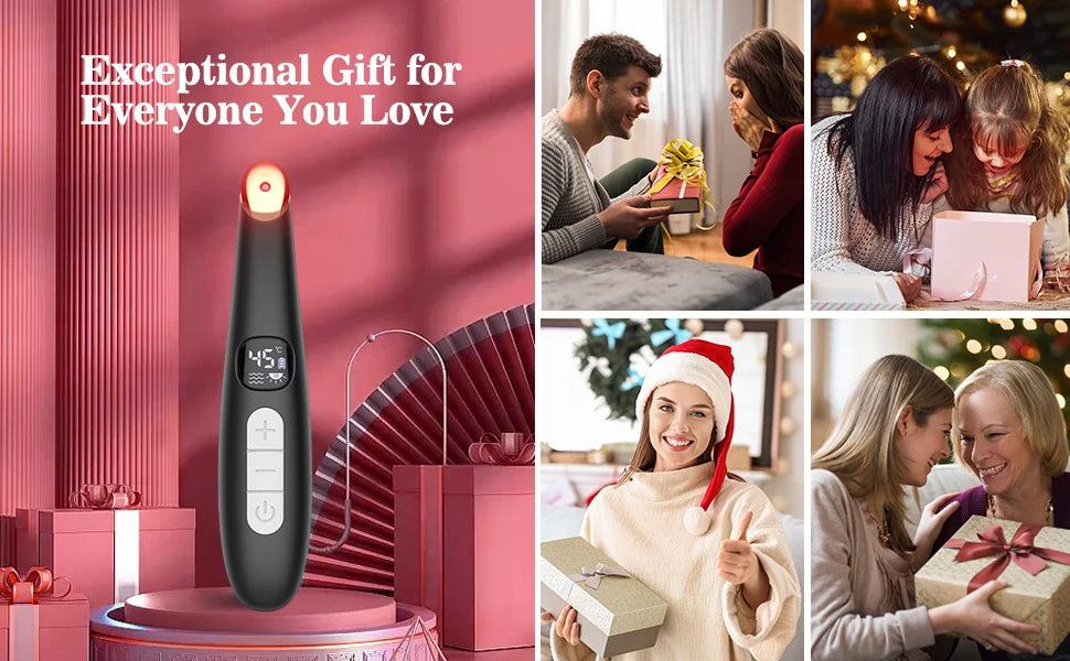 VIMYSHOW 3-in-1 Eye & Face Lift Wand – Red Light, Heat Therapy, ION, USB Rechargeable Massager