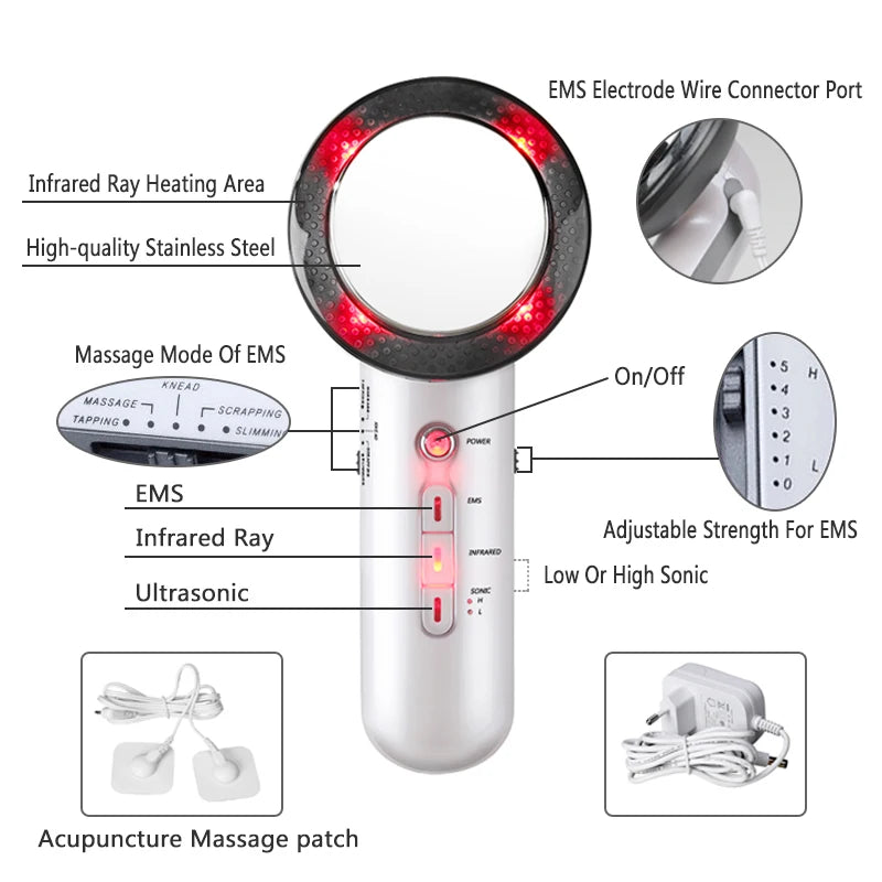 Lesenbeauty 3-in-1 Ultrasonic EMS Massager – Infrared, Body & Face Contouring Appearance Device