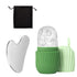 SUOJI 3-Piece Facial Massage Tool Set – Stainless Steel Gua Sha, Ice Roller, & Flannel Bag